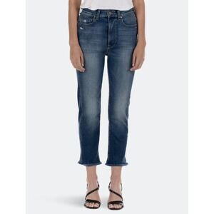 Fidelity Jeans Women 27 Juniper Seahorse Blu Crop‎ Flare Dark Wash Raw Edge $238